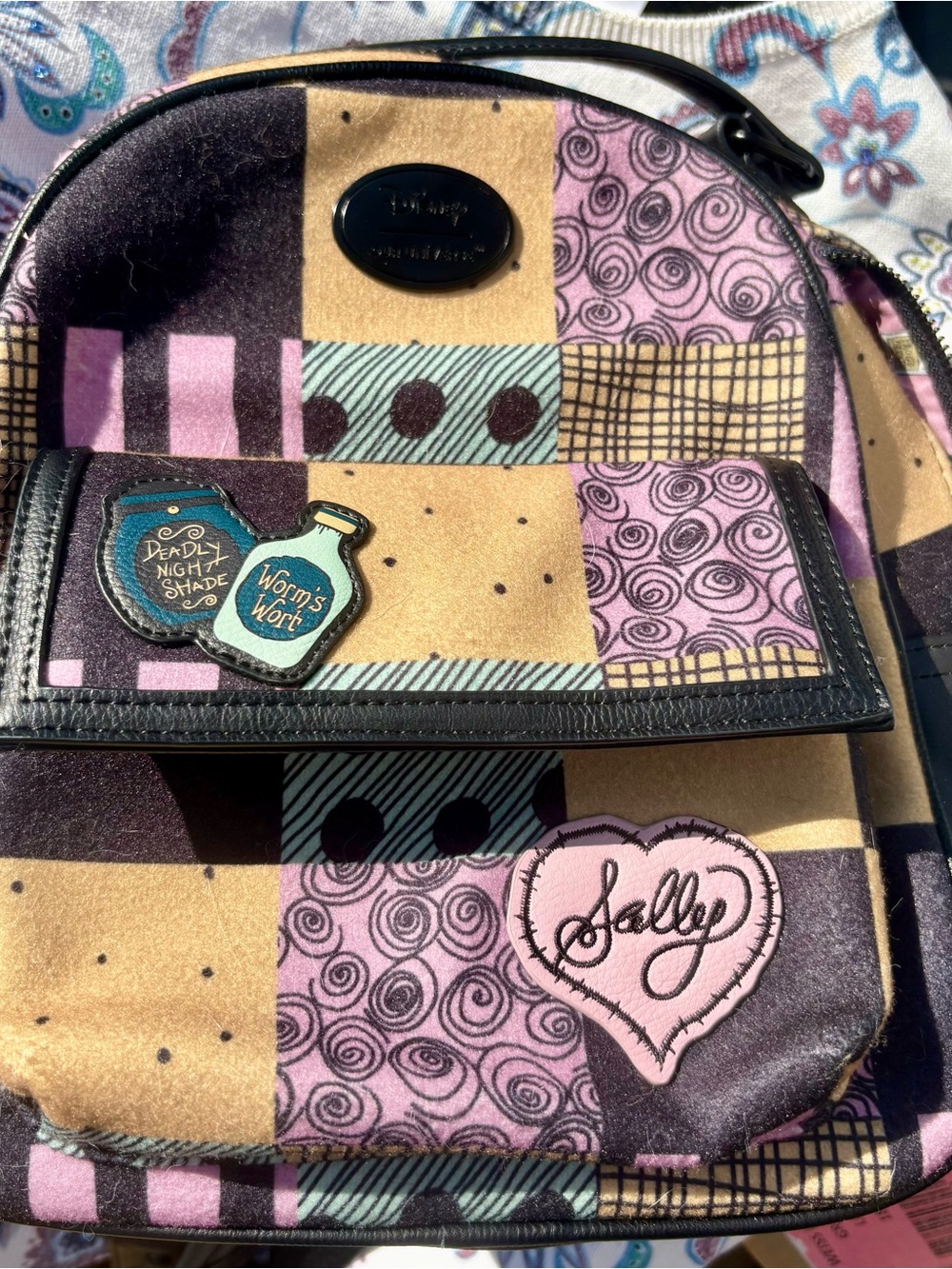 Disney Mini Backpack in Pink, Tan, Black, Teal Patchwork